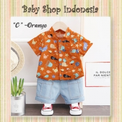 large LU617 Setelan Kemeja Anak Cowok Setelan Baju Anak Import Nautica Oranye